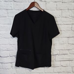 Fitted Black Short Sleeve Scrub Top